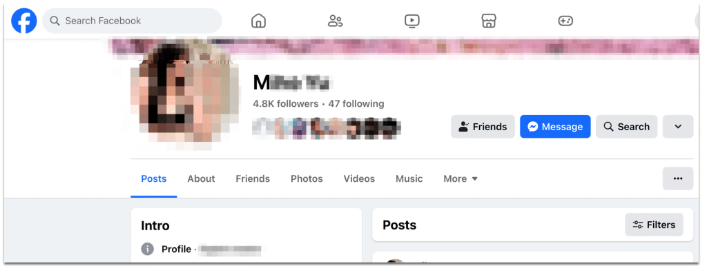 account viewed through a friend